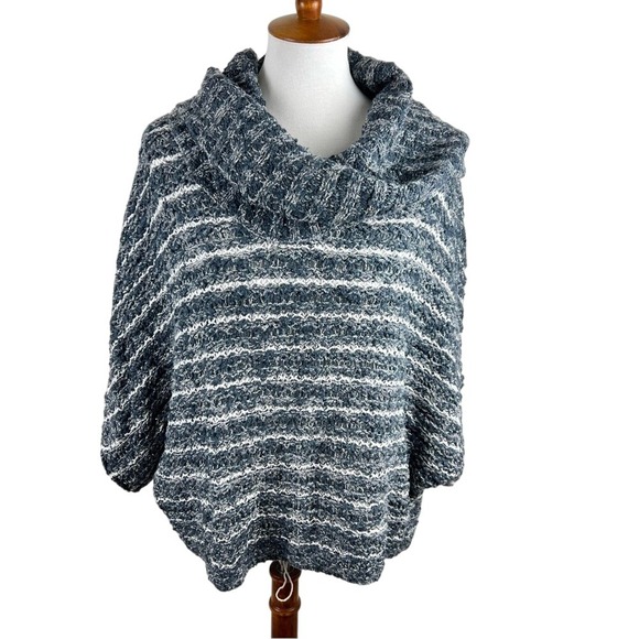 Moth Anthropologie Knit Sweater Neutral Gray Stripe XS/S Cozy Chunky Cabincore - Picture 2 of 11